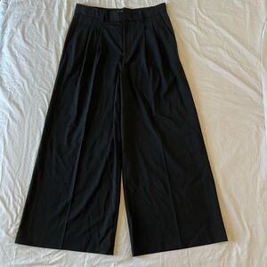 Madewell Harlow Black Wide Leg Pleated Trousers Size 8 High Rise Work Pants